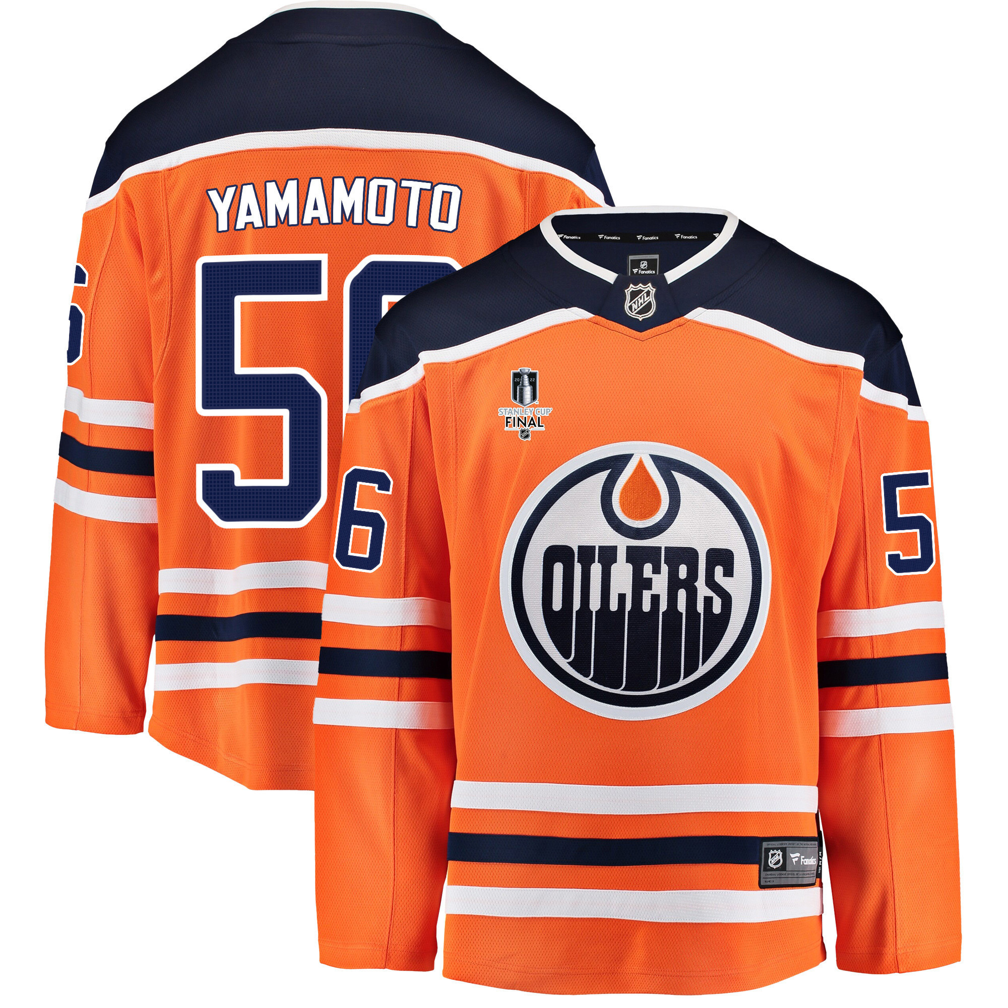 Edmonton Oilers Kailer Yamamoto 56 Home 2022 Stanley Cup Final Breakaway Men Stitched Jersey – Orange
