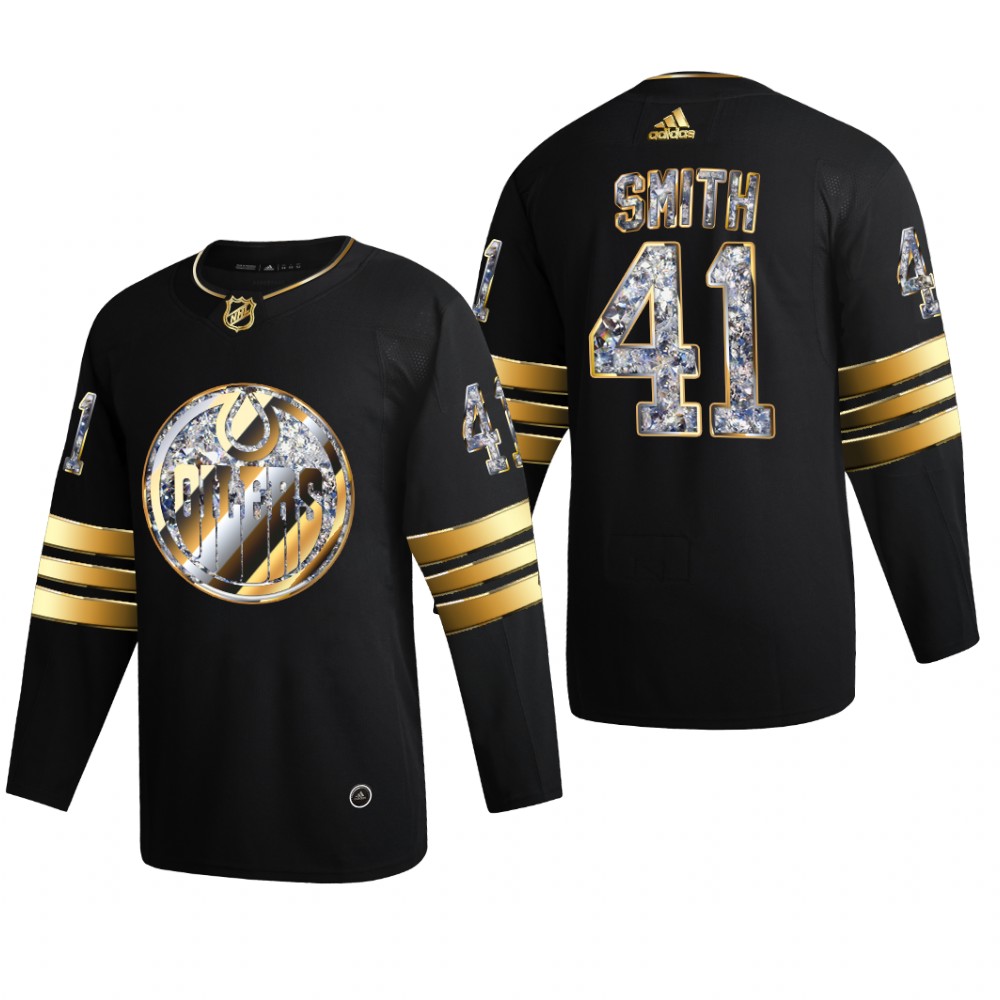 Edmonton Oilers Mike Smith #41 Diamond Edition 2022 Stanley Cup Playoffs Black Jersey