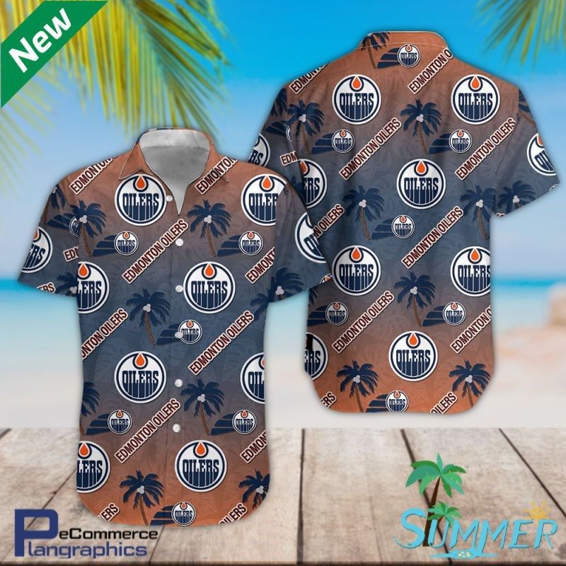 Edmonton Oilers Team Aloha Shirt Hawaiian Aloha Shirt Hawaiian Beach Shirt