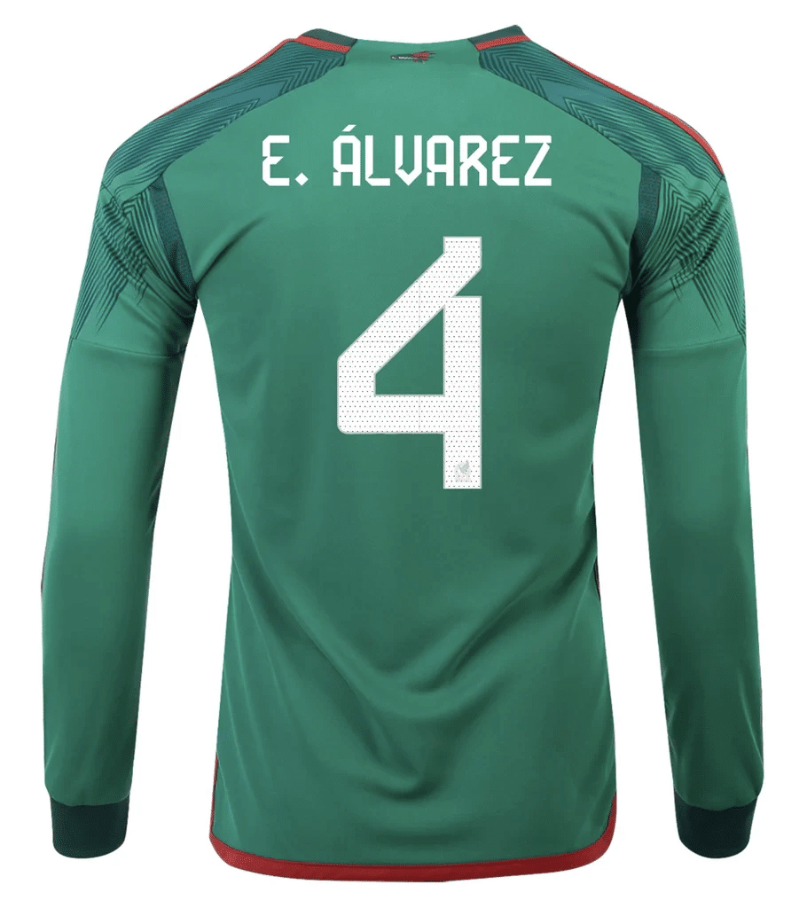 Edson Alvarez 4 Mexico 2022-23 Qatar World Cup Home Long Sleeve Soccer Jersey, Men