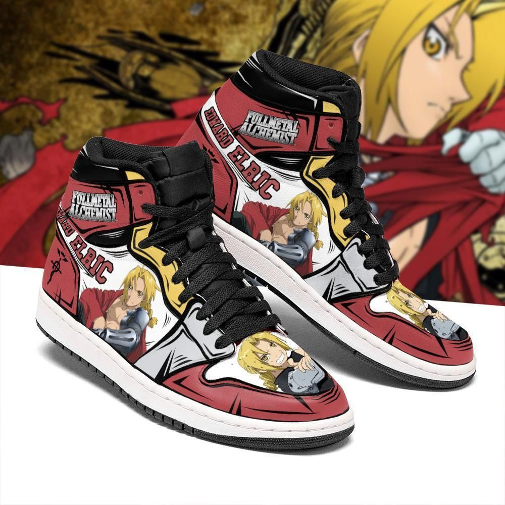 Edward Elric Fullmetal Alchemist Anime 1 High Top Air Jordan Sneaker, Air Jordan Hightop