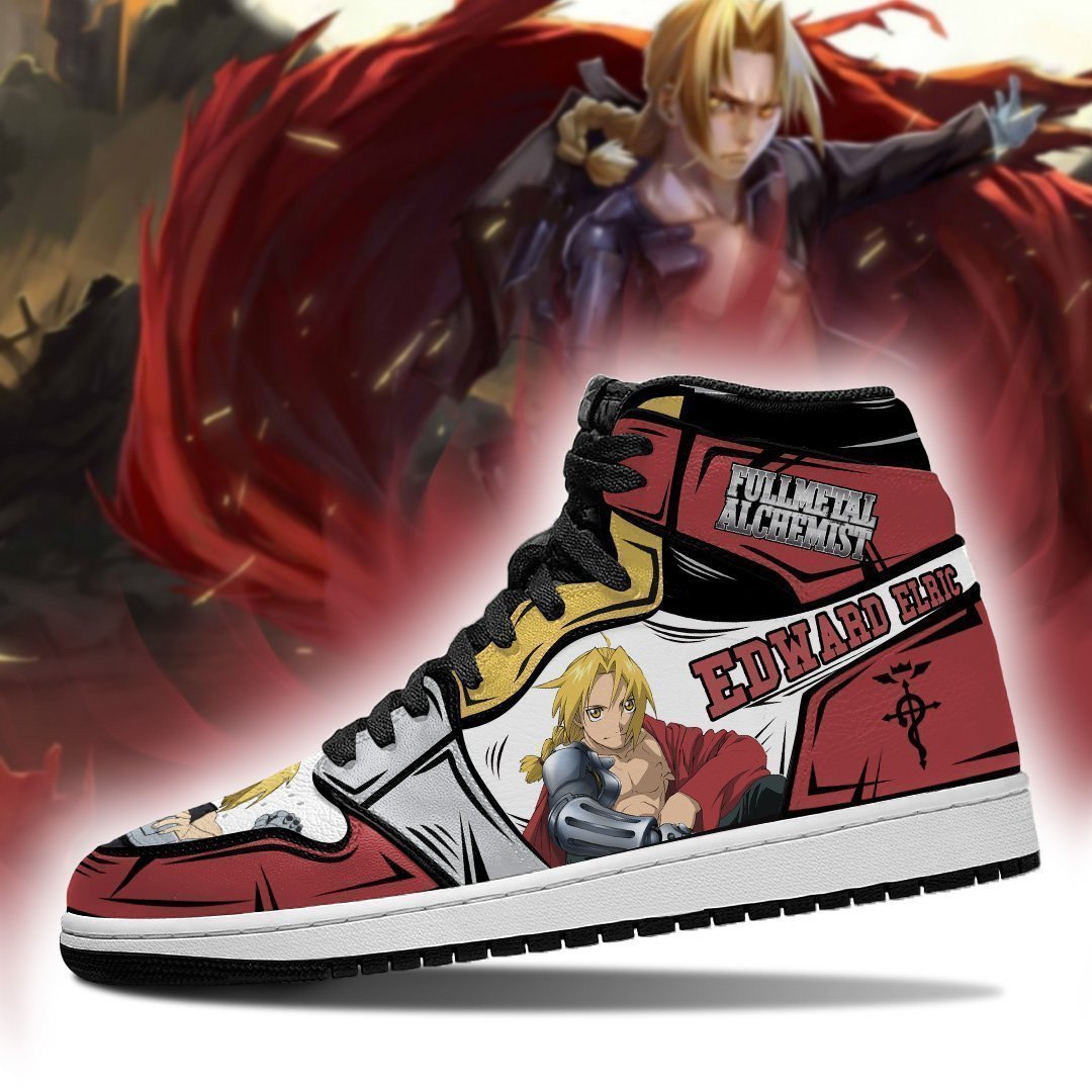 Edward Elric JD1s Sneakers Fullmetal Alchemist Anime Shoes, Air Jordan Hightop