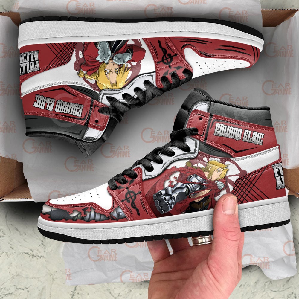 Edward Elric JD1s Sneakers Fullmetal Alchemist Anime Shoes, Air Jordan Hightop