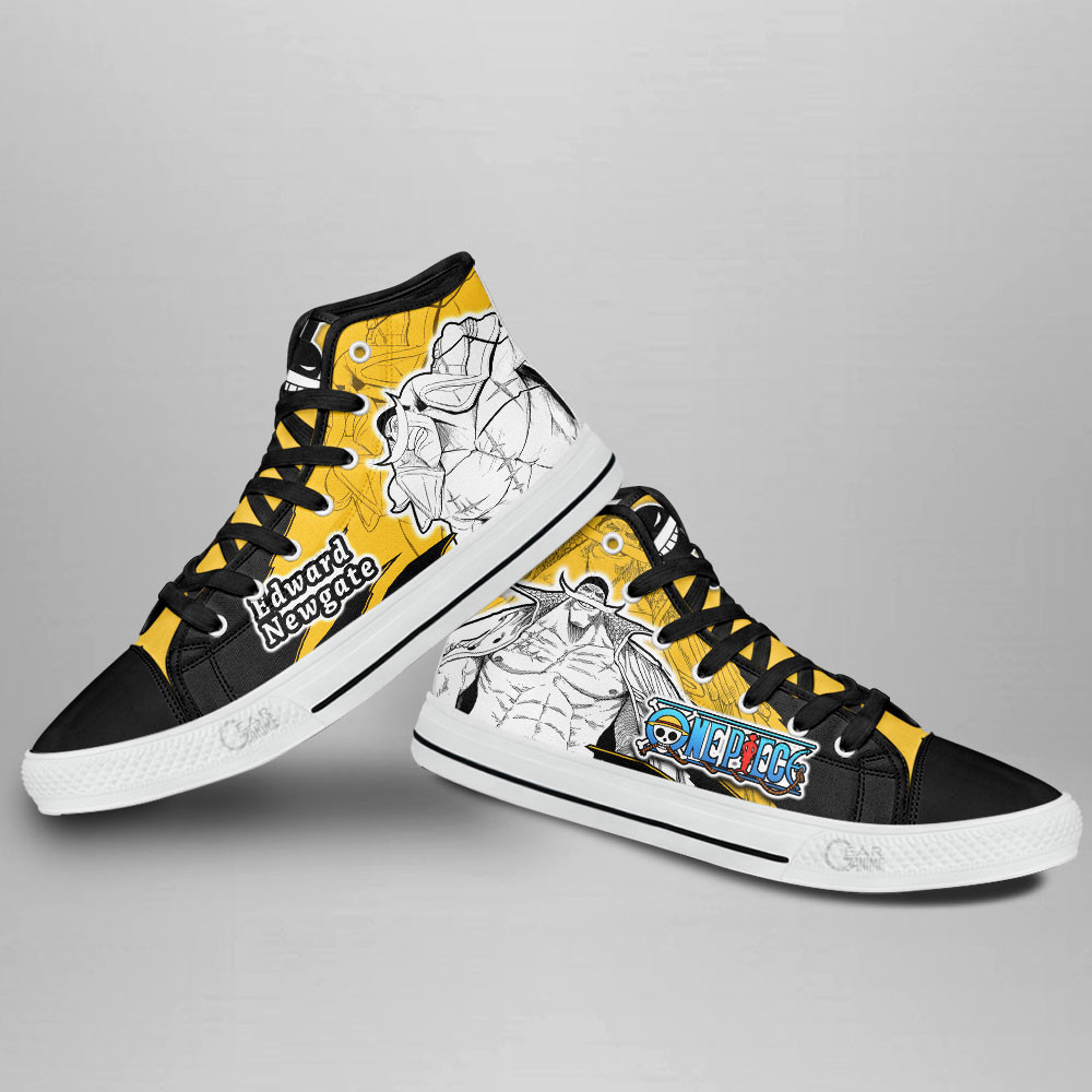 Edward Newgate High Top Shoes One Piece Custom Anime Sneakers Mix Manga