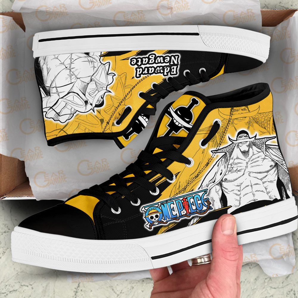 Edward Newgate High Top Shoes One Piece Custom Anime Sneakers Mix Manga