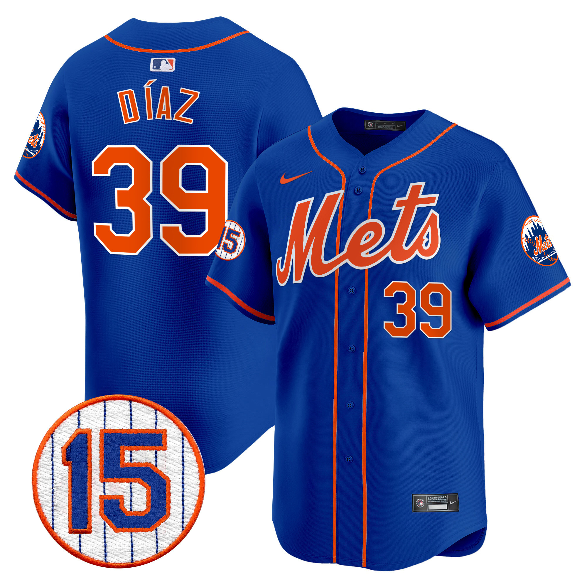 Edwin Diaz Men's New York Mets Jerry Grote Patch Vapor Premier Limited Royal Jersey - All Stitched