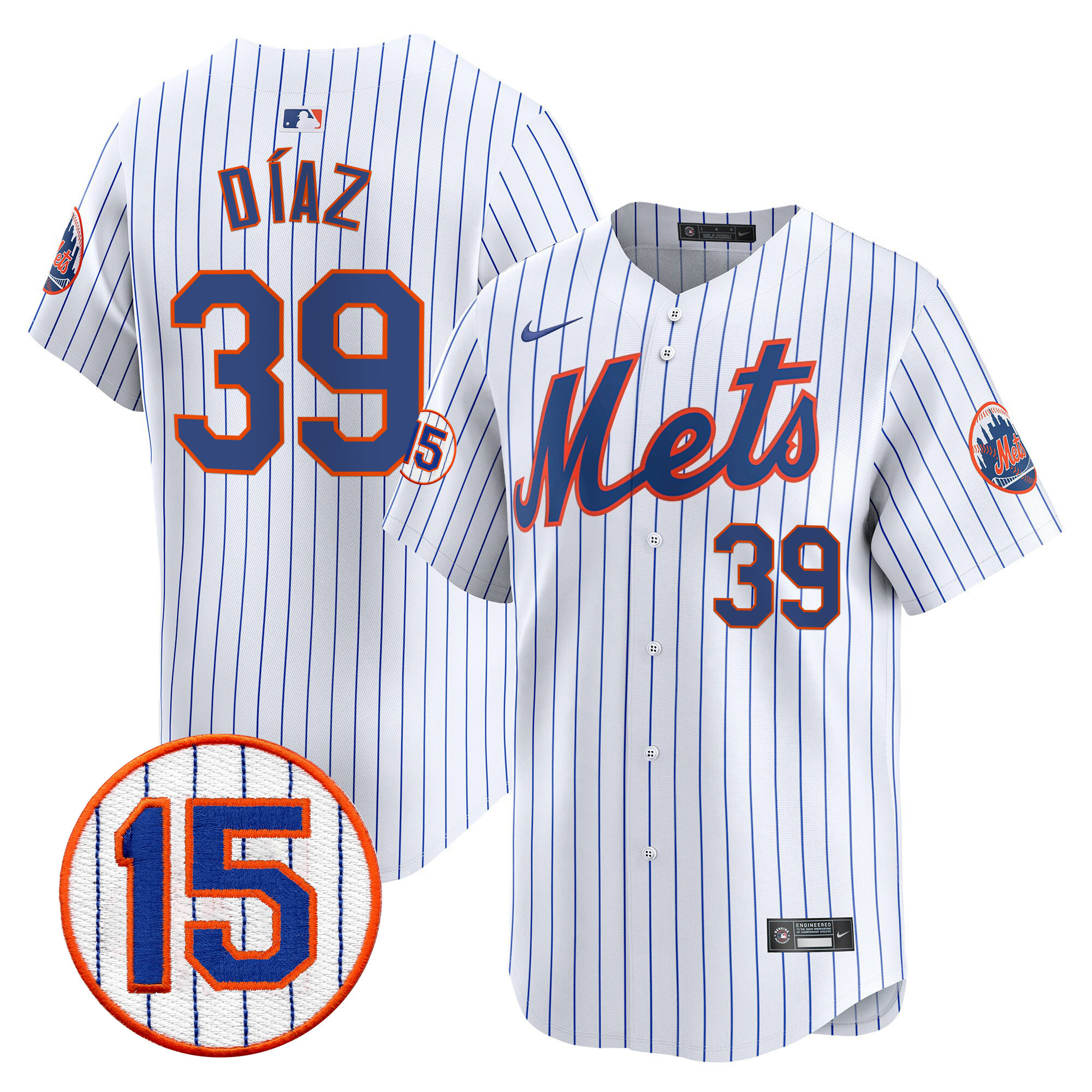 Edwin Diaz Men's New York Mets Jerry Grote Patch Vapor Premier Limited White Jersey - All Stitched