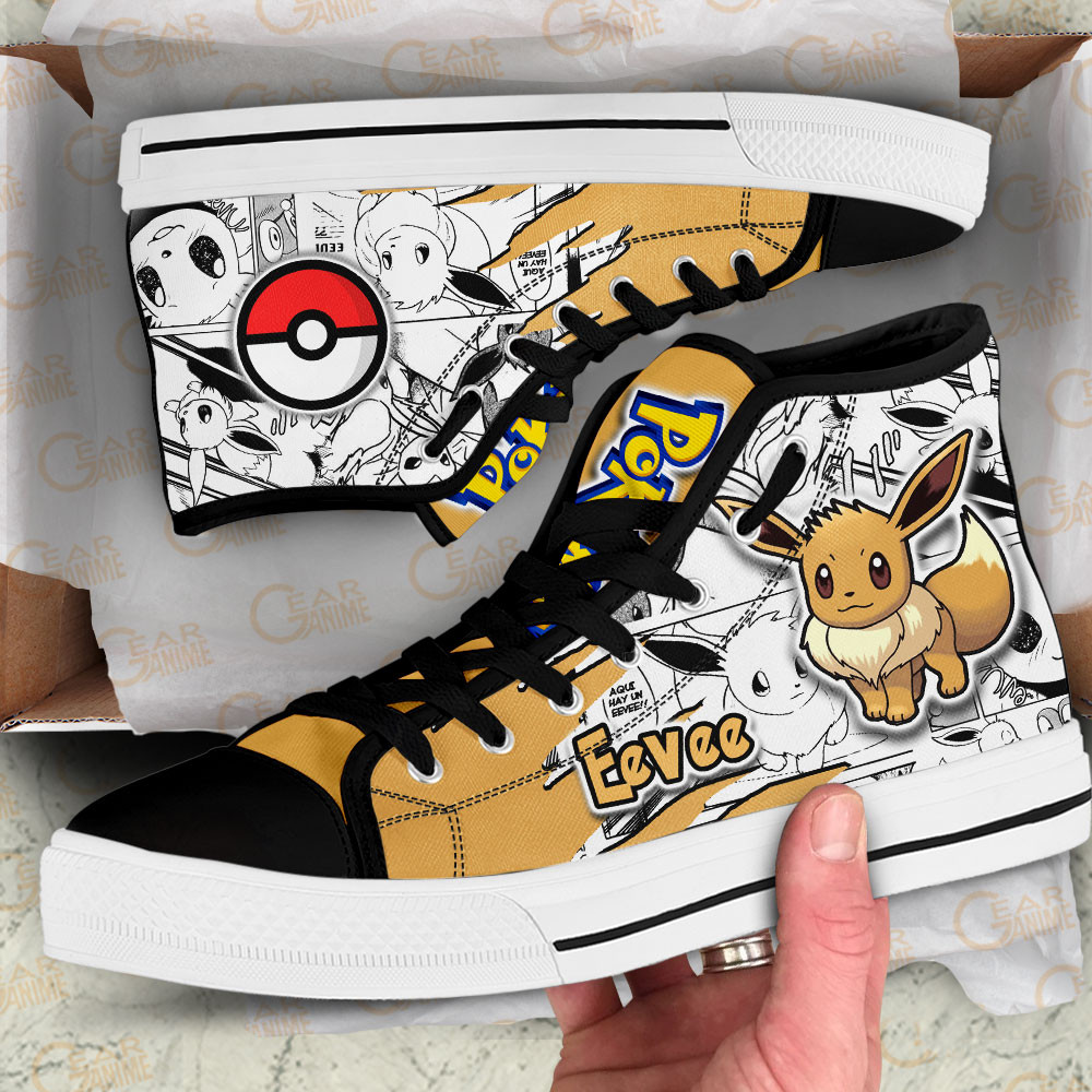 Eevee High Top Shoes Custom Pokemon Anime Sneakers Mix Manga