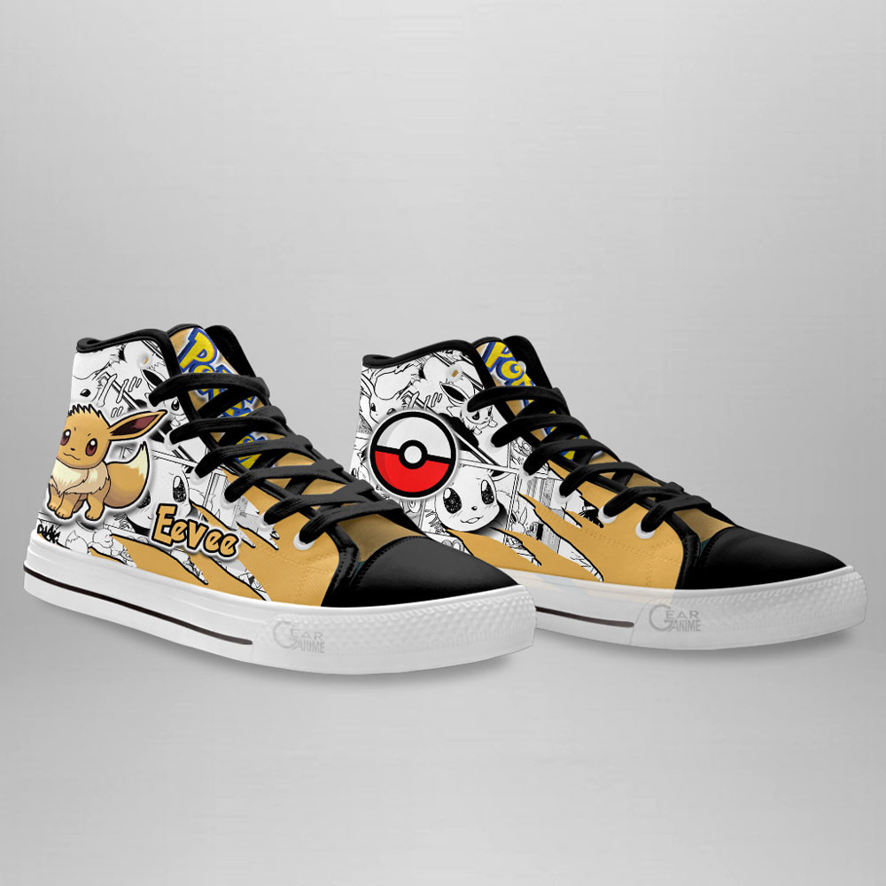 Eevee High Top Shoes Custom Pokemon Anime Sneakers Mix Manga