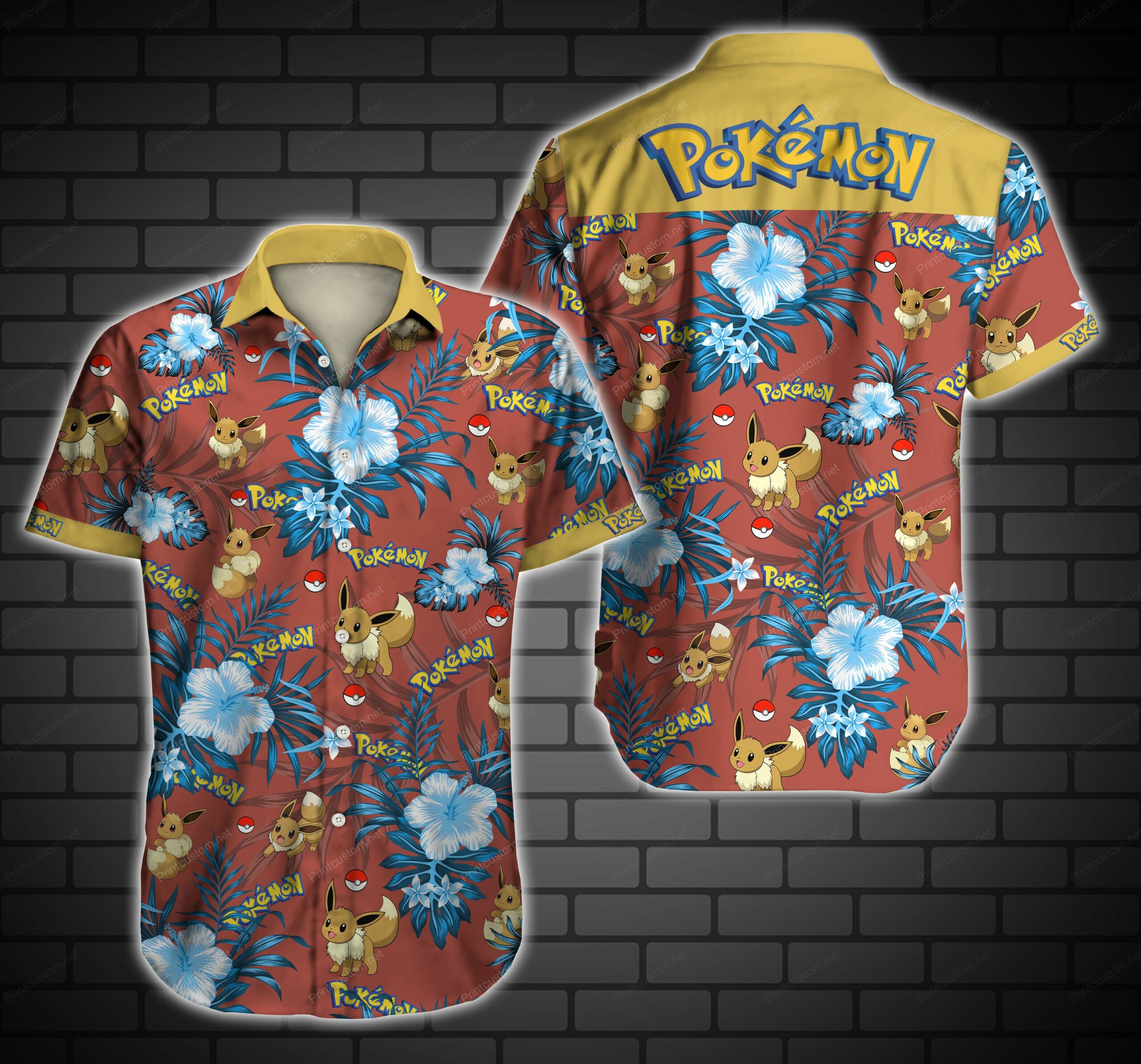 Eevee Pokemon Hawaii Shirt 3D
