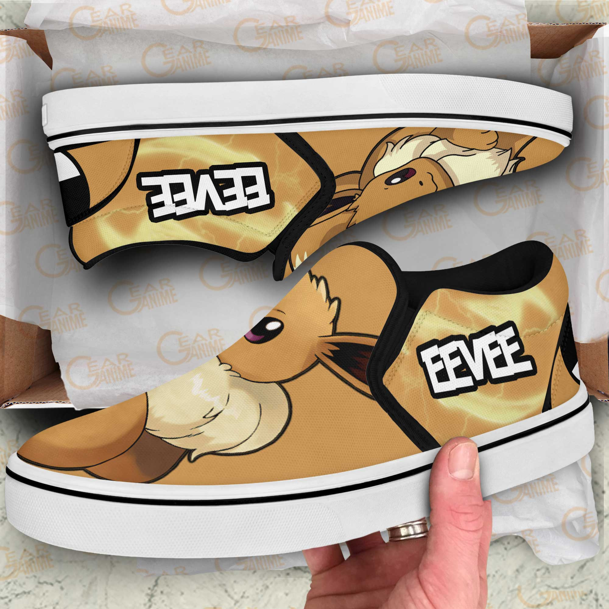 Eevee Slip-On Shoes Canvas Pokemon Custom Anime Shoes