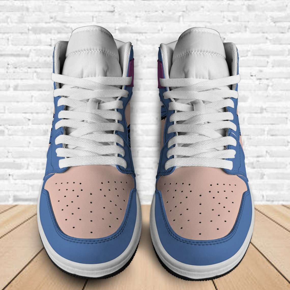 Eeyore Donkey Winnie The Pooh Purple Blue JD Sneakers Shoes, Air Jordan Hightop
