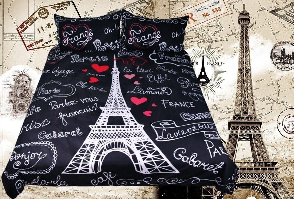 Eiffel Tower Paris Art Hop 3D Customized Duvet Cover Bedding Set