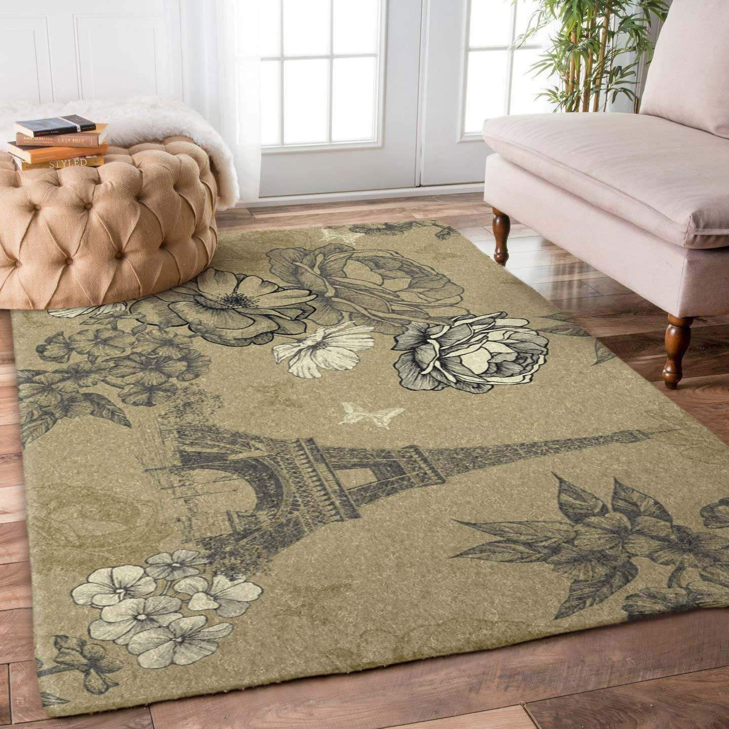 Eiffel Tower With Floral0309042r Limited Edition Rectangle Rug