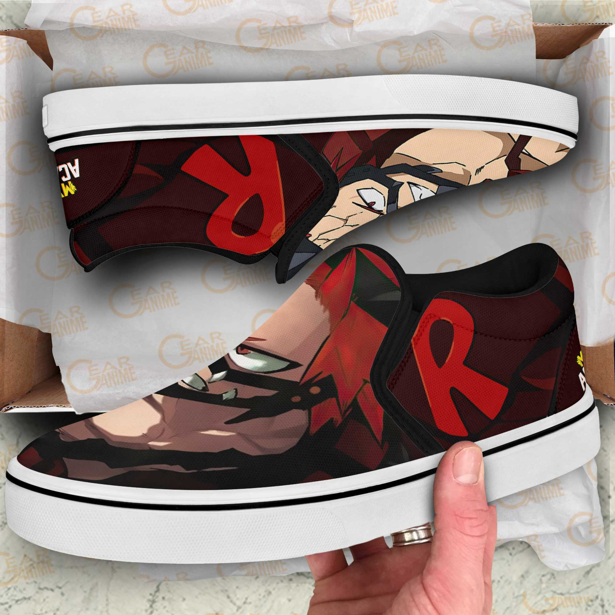 Eijiro Kirishima Red Riot Slip-On Shoes Canvas MHA Custom Anime Shoes
