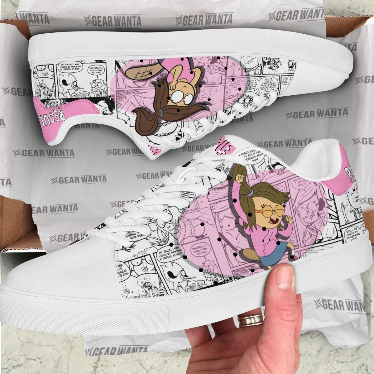 Eileen Roberts Regular Show Skate Shoes Custom Comic Style