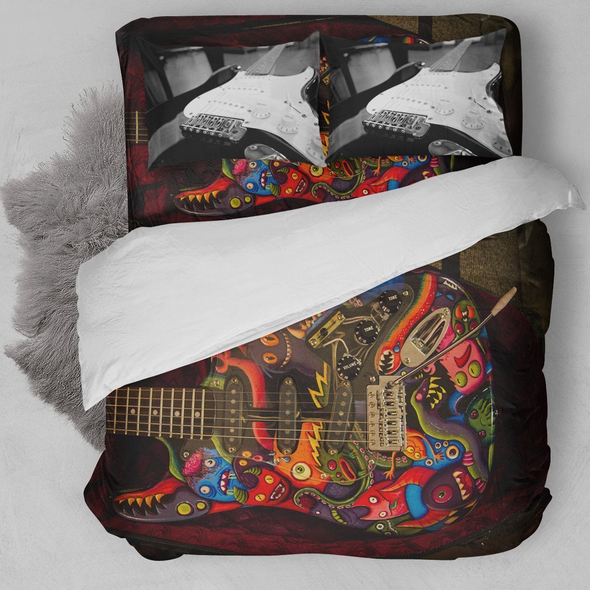 Electric Guitar Abstract Artwork Duvet Cover Bedding Set