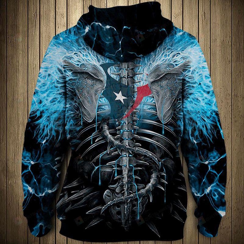 Electric Houston Texans Skull 3D All Over Print Hoodie