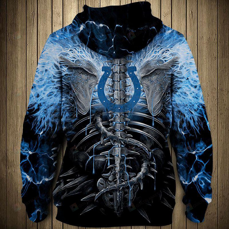 Electric Indianapolis Colts Skull 3D All Over Print Hoodie