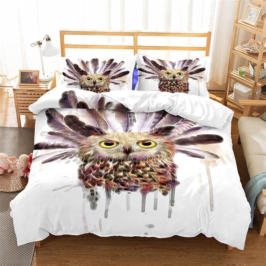 Electric Owl 3D Customized Duvet Cover Bedding Set