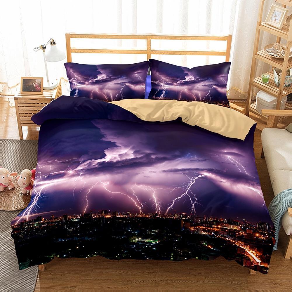 Electricaltorm Over City 3D Customized Duvet Cover Bedding Set