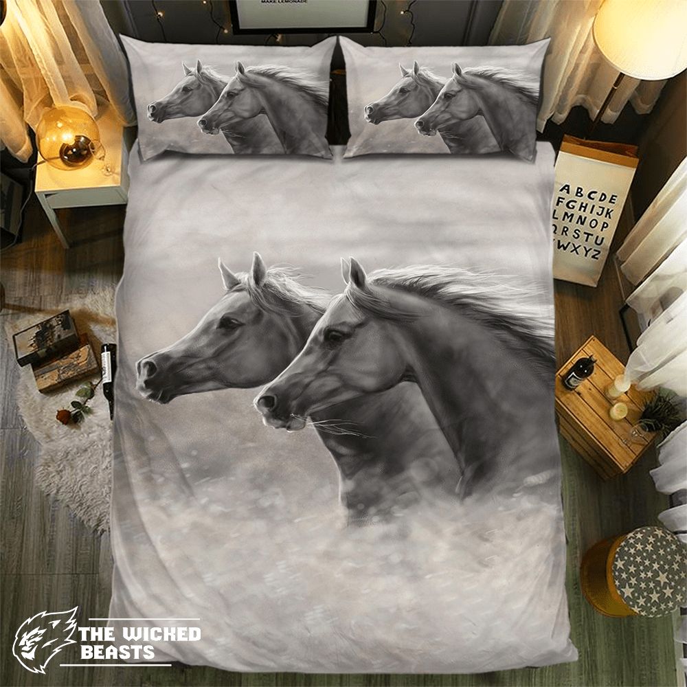 Elegant Horse Duo 3D Customized Duvet Cover Bedding Set