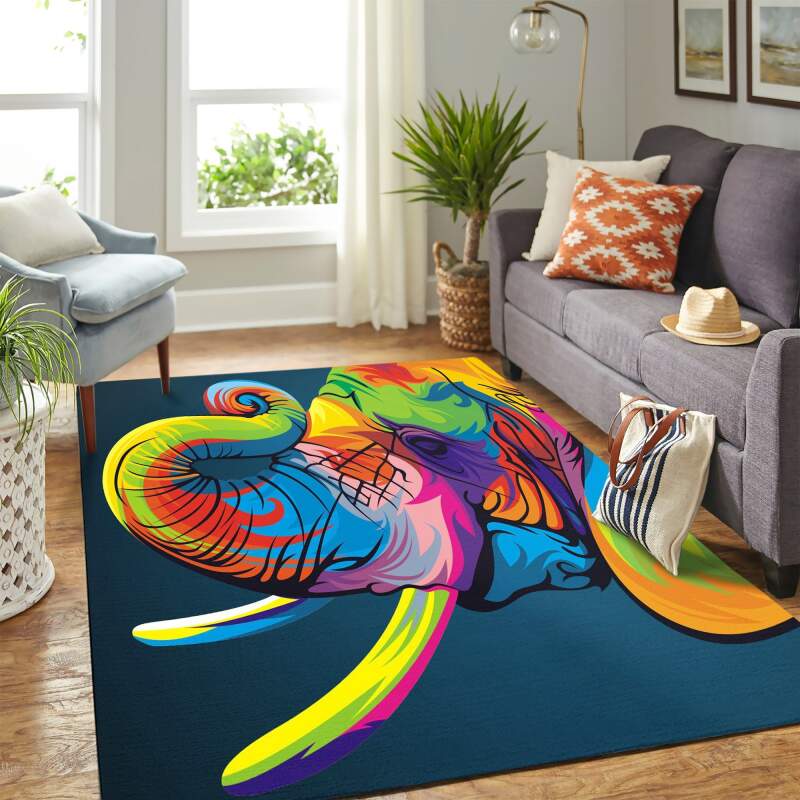 Elephant Corlor Carpet Floor Area Rectangle Rug