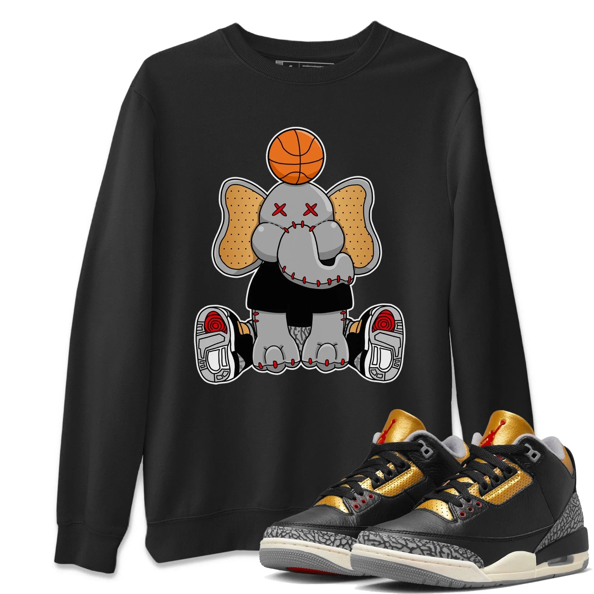 Elephant Doll Unisex Sweater – Air Jordan 3 Black Gold, Sneakers Matching Sweater