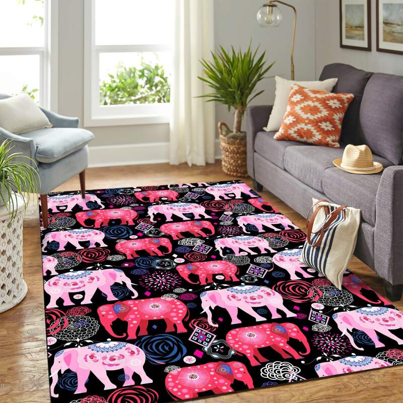 Elephant Pattern Carpet Rectangle Rug