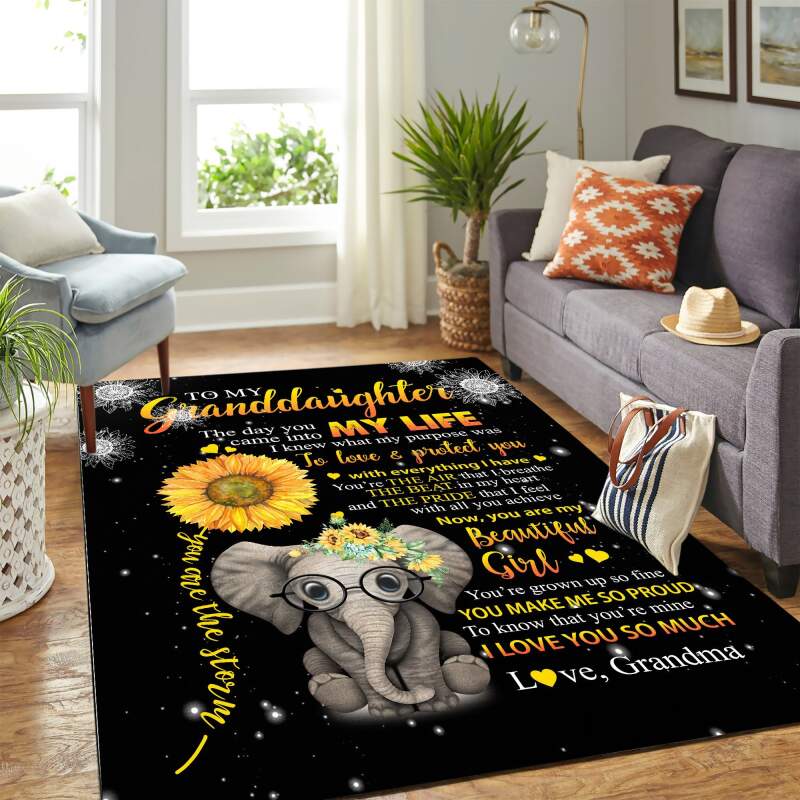 Elephant Sunflower Quilt Mk Carpet Area Rectangle Rug