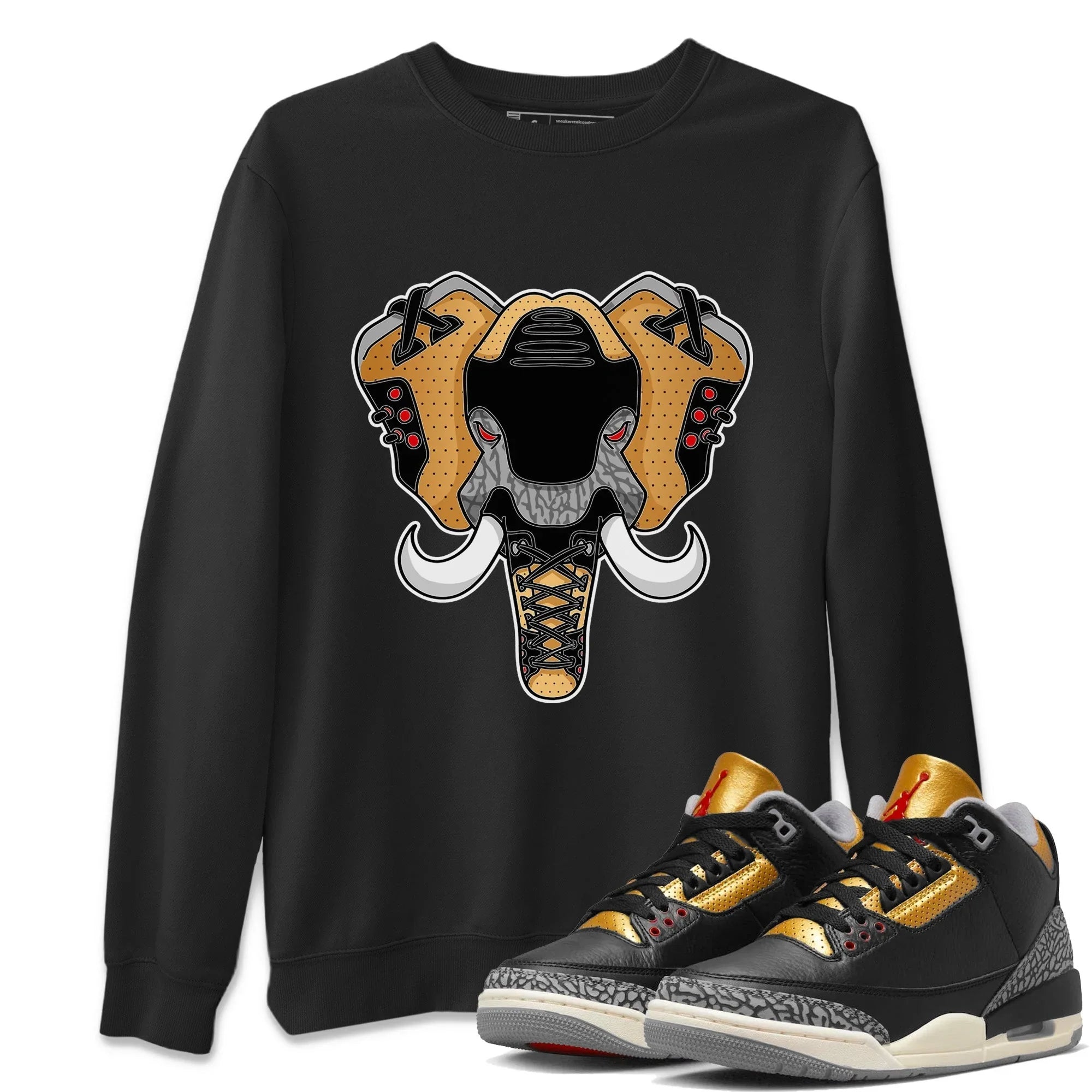 Elephant Symbol Unisex Sweater – Air Jordan 3 Black Gold, Sneakers Matching Sweater