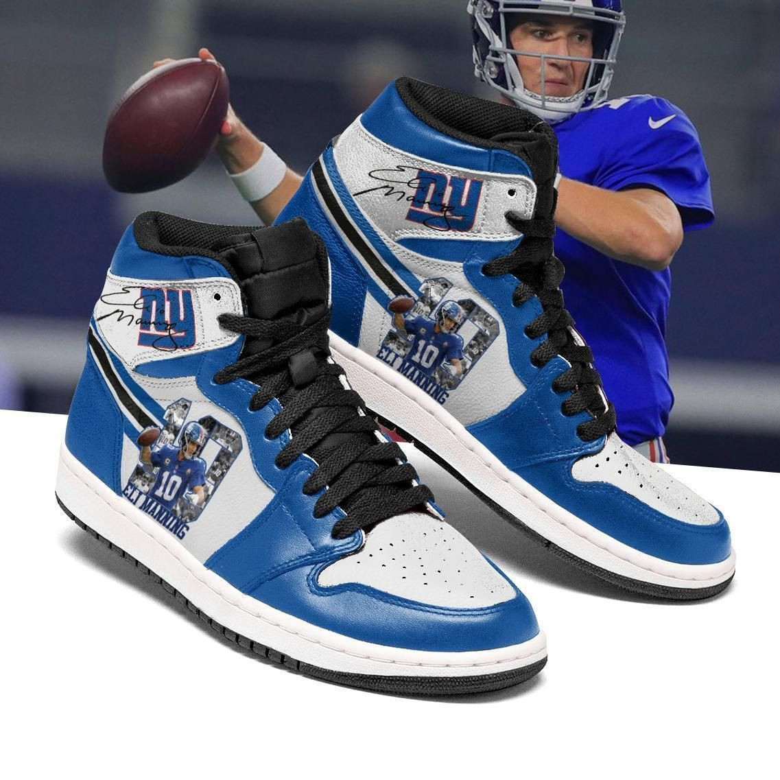 Eli Manning Nfl Sneaker Team Eachstep Gift For Fans Shoes Sport Sneakers High Top Air Jordan Sneaker, Air Jordan Hightop