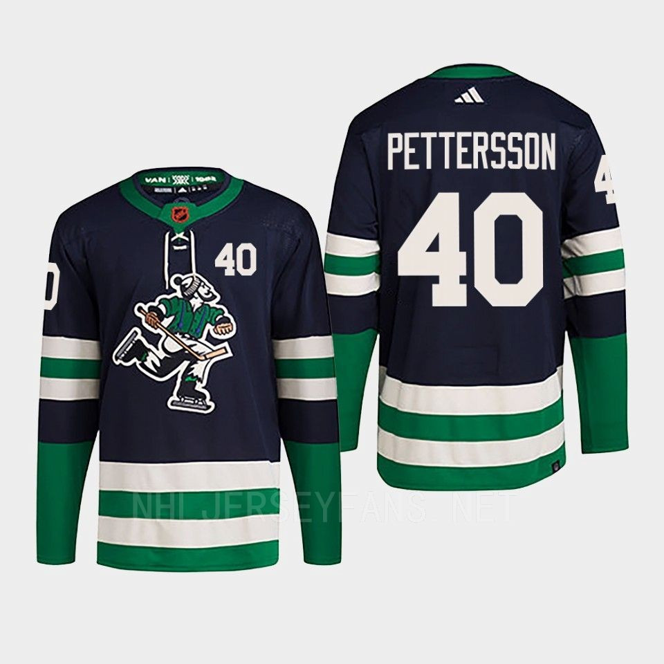 Elias Pettersson 40 Reverse Retro 2.0 2022 Vancouver Canucks Navy Stitched Jersey Primegreen