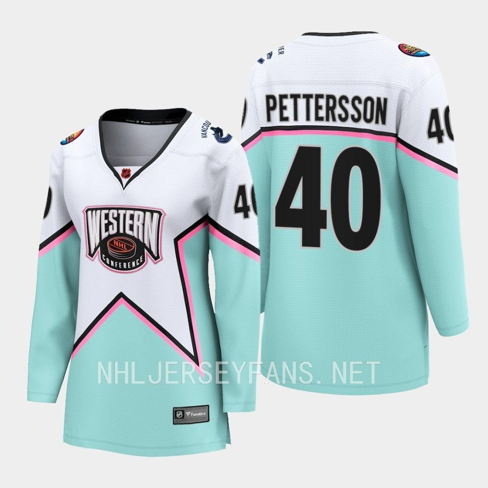 Elias Pettersson 40 Vancouver Canucks White 2023 All-Star Western Conference Stitched Jersey Women