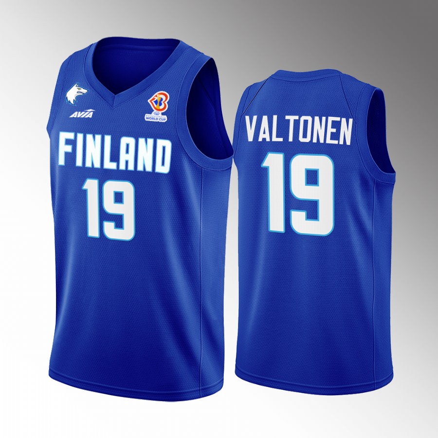 Elias Valtonen Finland 2022 FIBA World Cup Blue Jersey Away #19