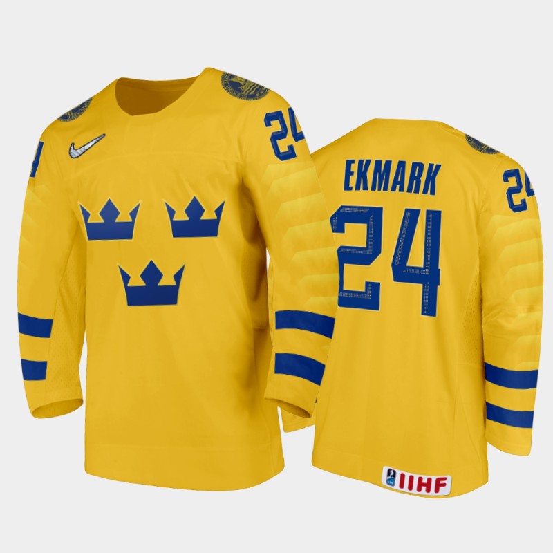 Elliot Ekmark Sweden Gold Home Jersey 2022 IIHF World Junior Championship