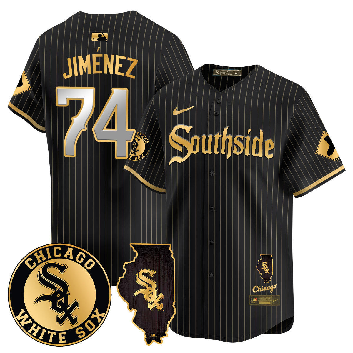 Eloy Jiménez Men's Chicago White Sox 2024 City Connect Vaper Premier Limited Black Gold Jersey - All Stitched