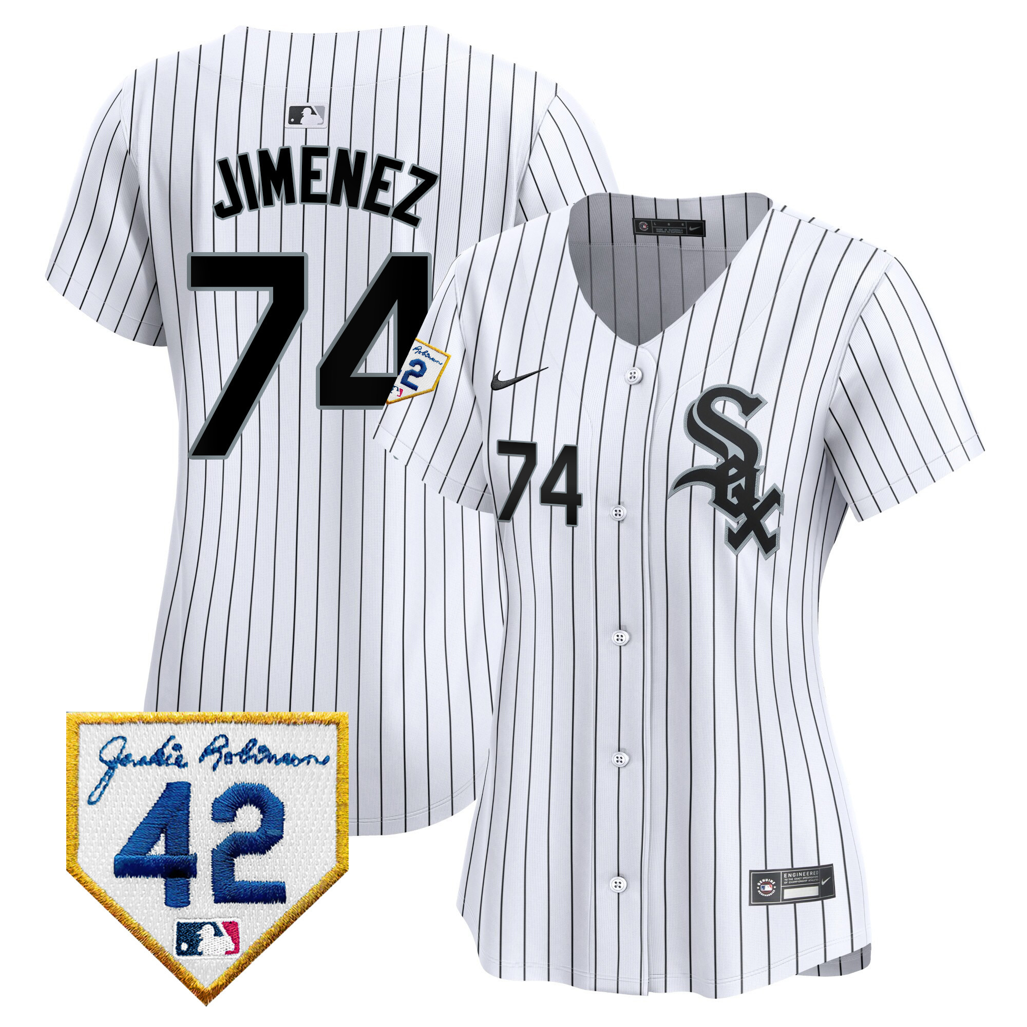 Eloy Jimenez Women's Chicago White Sox 2024 Jackie Robinson Patch Vapor Premier Limited Jersey - All Stitched