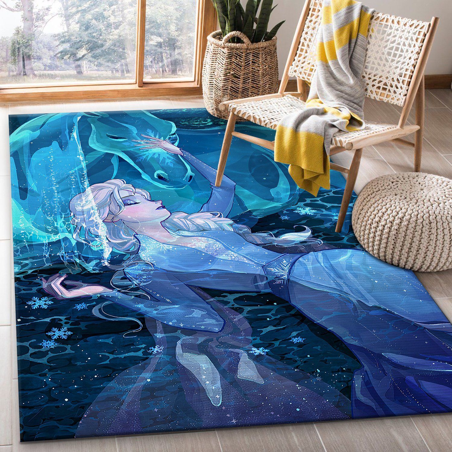 Elsa Frozen Rectangle Rug – Custom Size And Printing