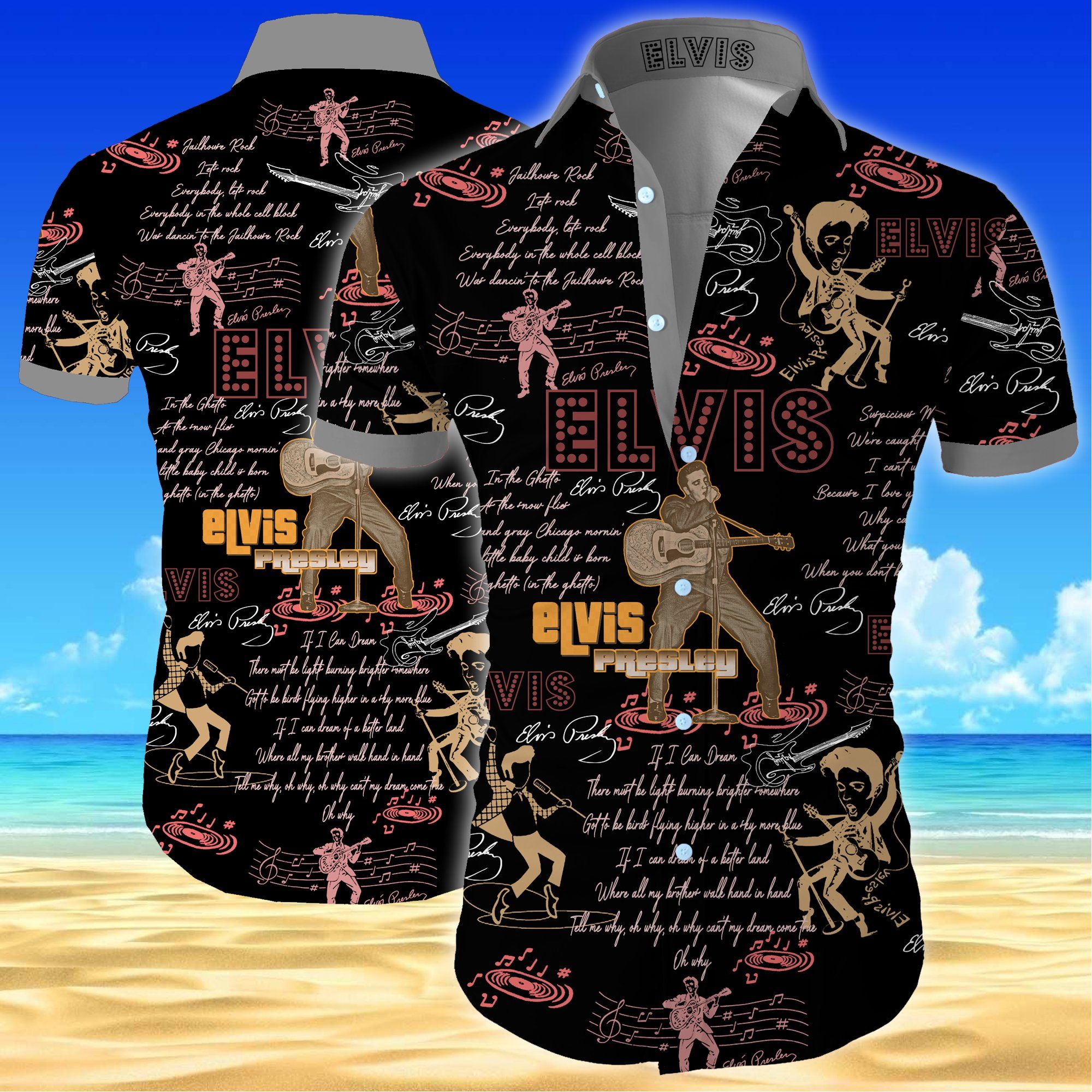 Elvis Presley All Over Printed Hawaiian Shirt Maria