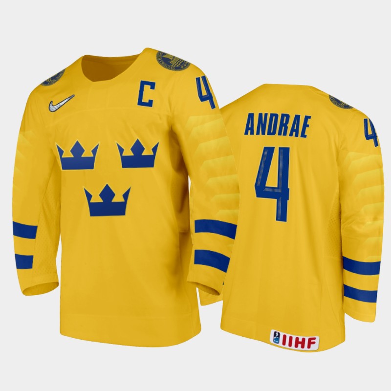 Emil Andrae Sweden Gold Home Jersey 2022 IIHF World Junior Championship