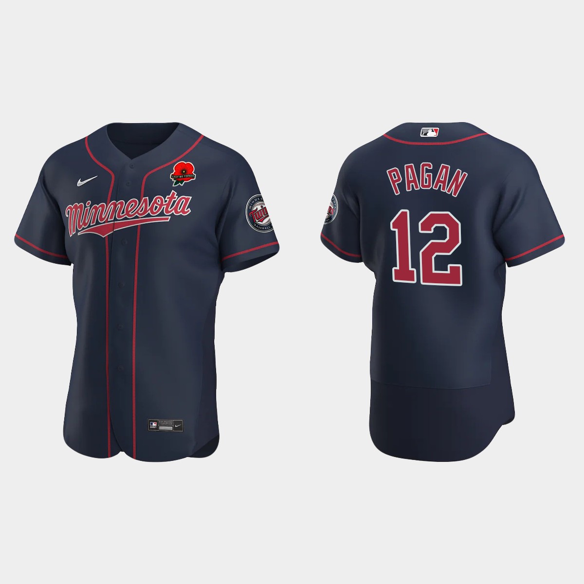 Emilio Pagan Minnesota Twins 2022 Memorial Day Poppy Patch Jersey - Navy