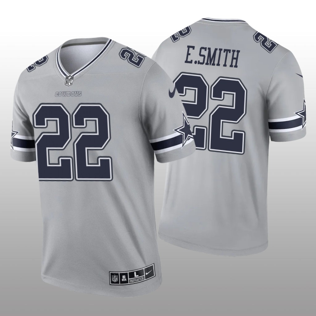 Emmitt Smith Dallas Cowboys Gray Jersey Inverted Legend - Men's