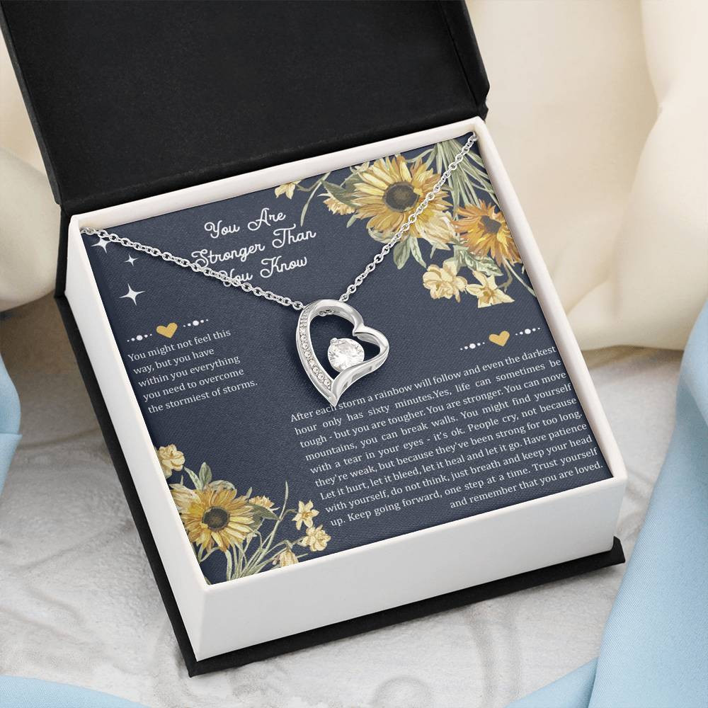 Encouragement Gifts, You Are Stronger, Motivational Forever Love Heart Necklace For Women, Sympathy Inspiration Friendship Present