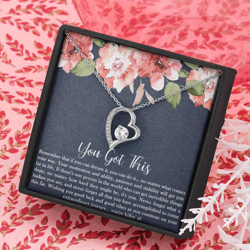 Encouragement Gifts, You Got This, Motivational Forever Love Heart Necklace For Women, Sympathy Inspiration Friendship Present