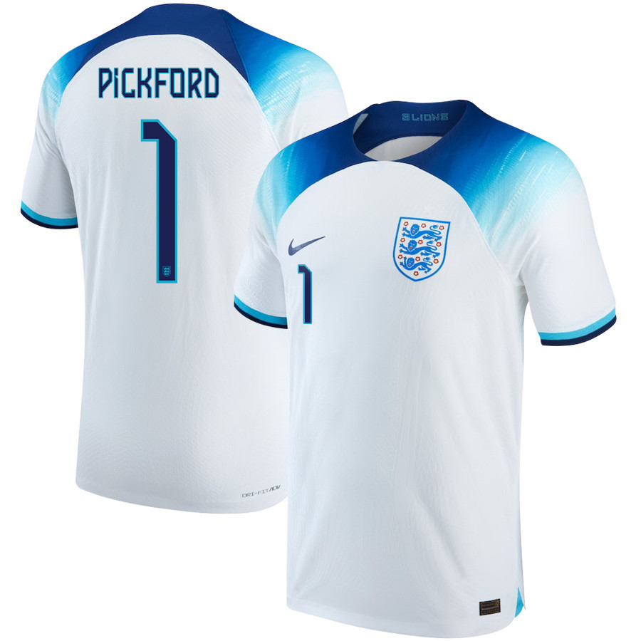 England National Team 2022-23 Jordan Pickford 1 Qatar World Cup Home Soccer Jersey –
