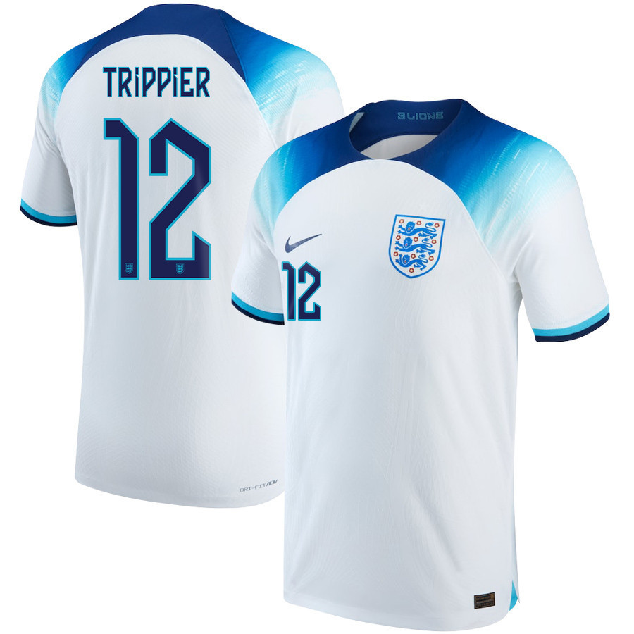 England National Team 2022-23 Kieran Trippier 12 Qatar World Cup Home Soccer Jersey –