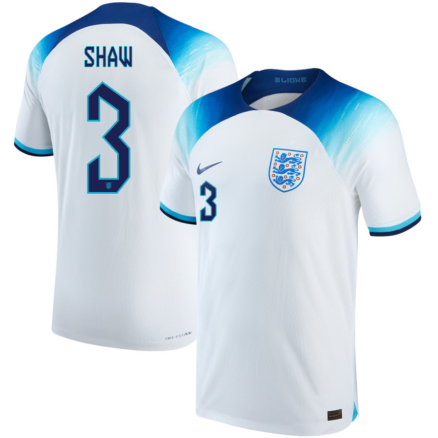 England National Team 2022-23 Luke Shaw 3 Qatar World Cup Home Soccer Jersey –