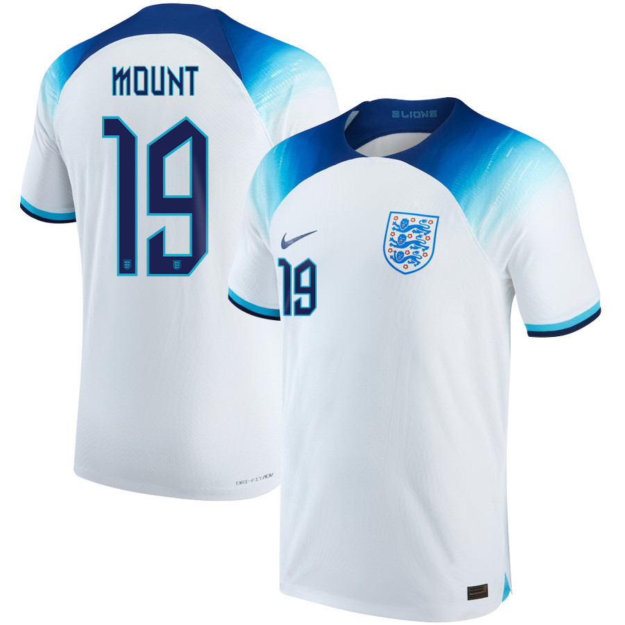 England National Team 2022-23 Mason Mount 19 Qatar World Cup Home Soccer Jersey –