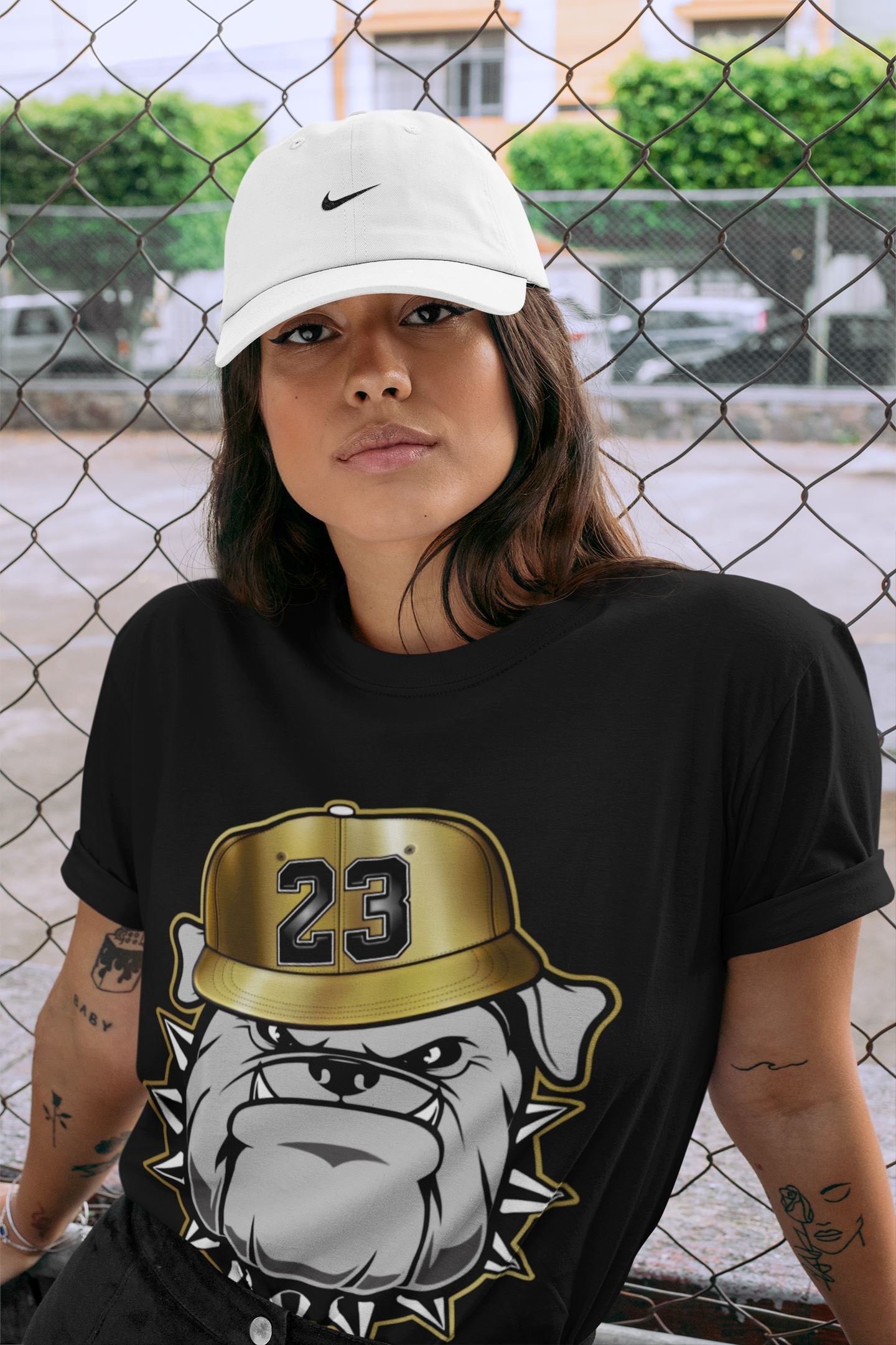 English Bulldog Unisex Sweater – Air Jordan 1 Metallic Gold, Sneakers Matching Sweater